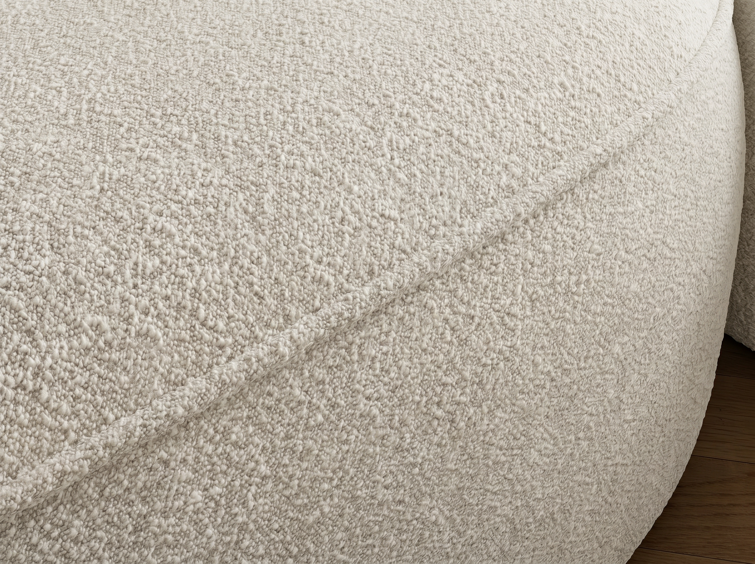 Canapé d'angle convertible design MIRABEAU avec coffre de rangement - Bouclette chinée crème - vue 7