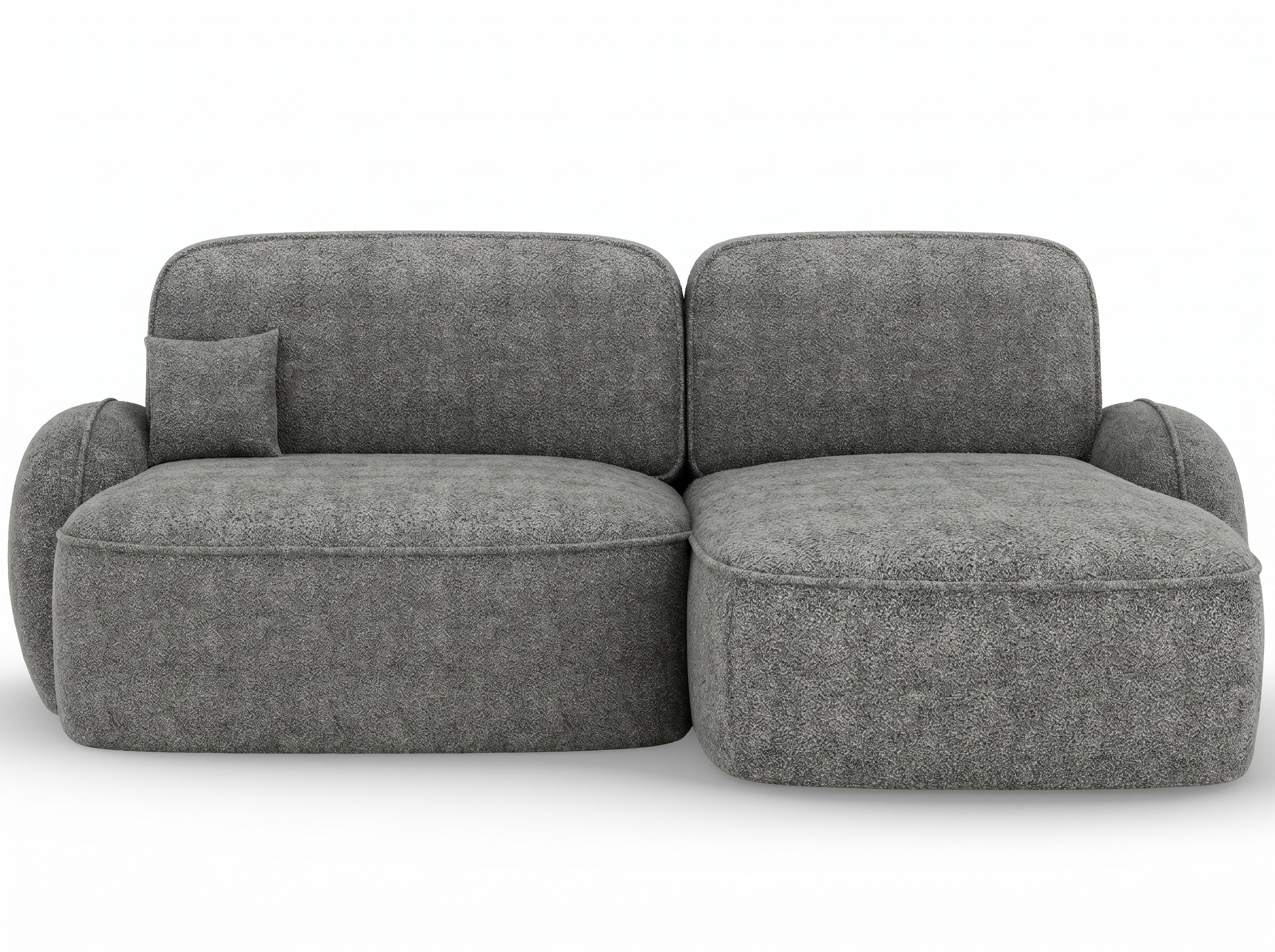 Canapé d'angle convertible design MIRABEAU avec coffre de rangement - Bouclette chinée gris - vue 1