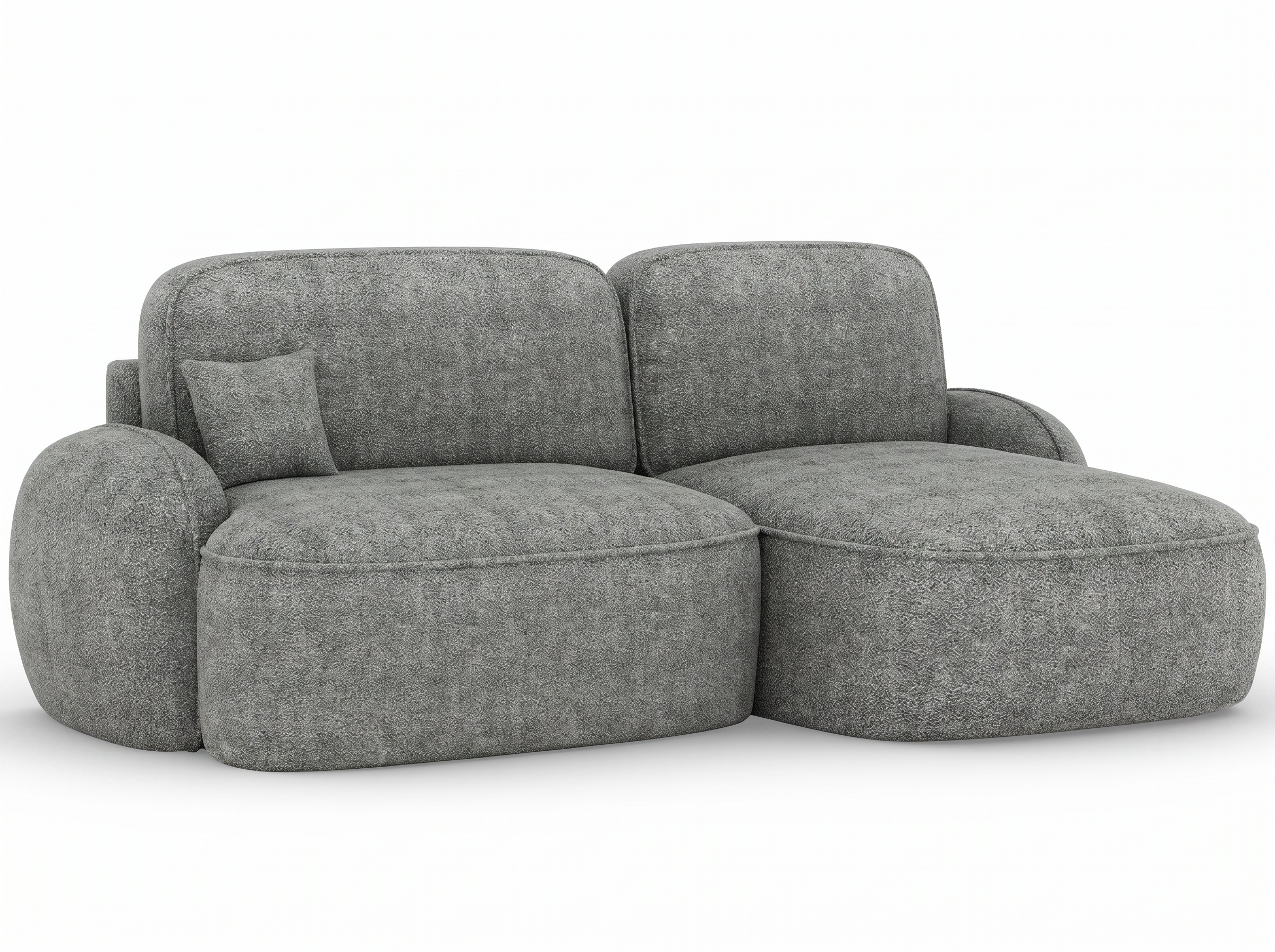 Canapé d'angle convertible design MIRABEAU avec coffre de rangement - Bouclette chinée gris - vue 10