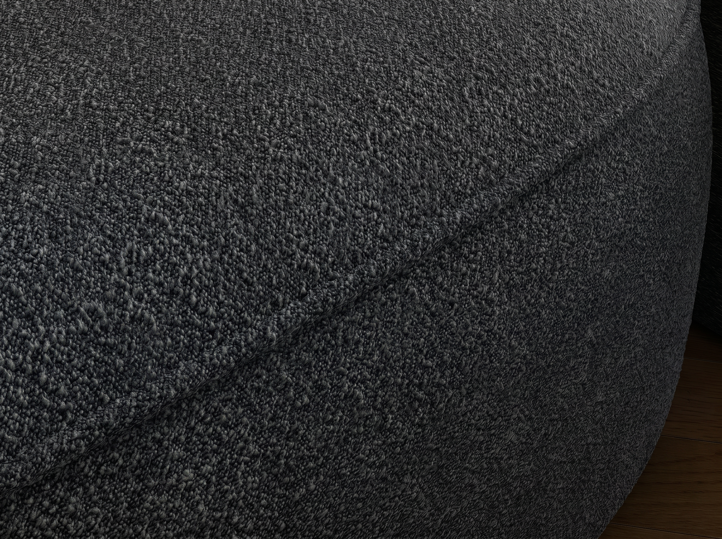 Canapé d'angle convertible design MIRABEAU avec coffre de rangement - Bouclette chinée gris foncé - vue 7
