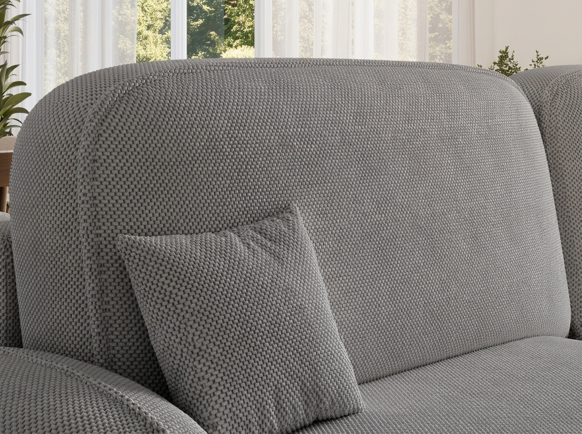 Canapé d'angle convertible design MIRABEAU avec coffre de rangement - Tissu texturé gris foncé - vue 6