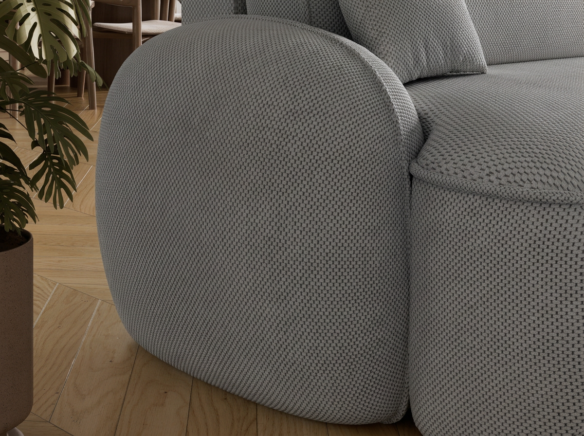 Canapé d'angle convertible design MIRABEAU avec coffre de rangement - Tissu texturé gris foncé - vue 8
