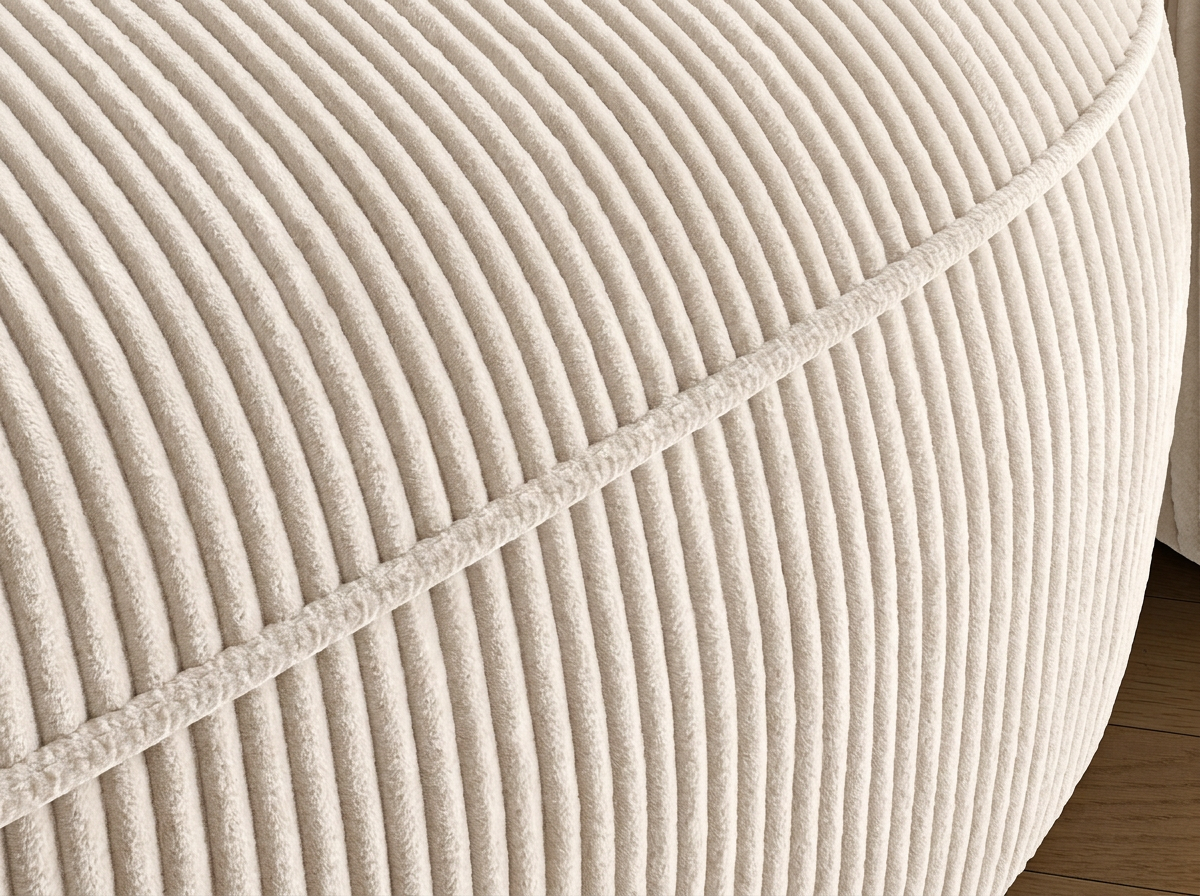 Canapé d'angle convertible design MIRABEAU avec coffre de rangement - Velours côtelé épais beige - vue 7