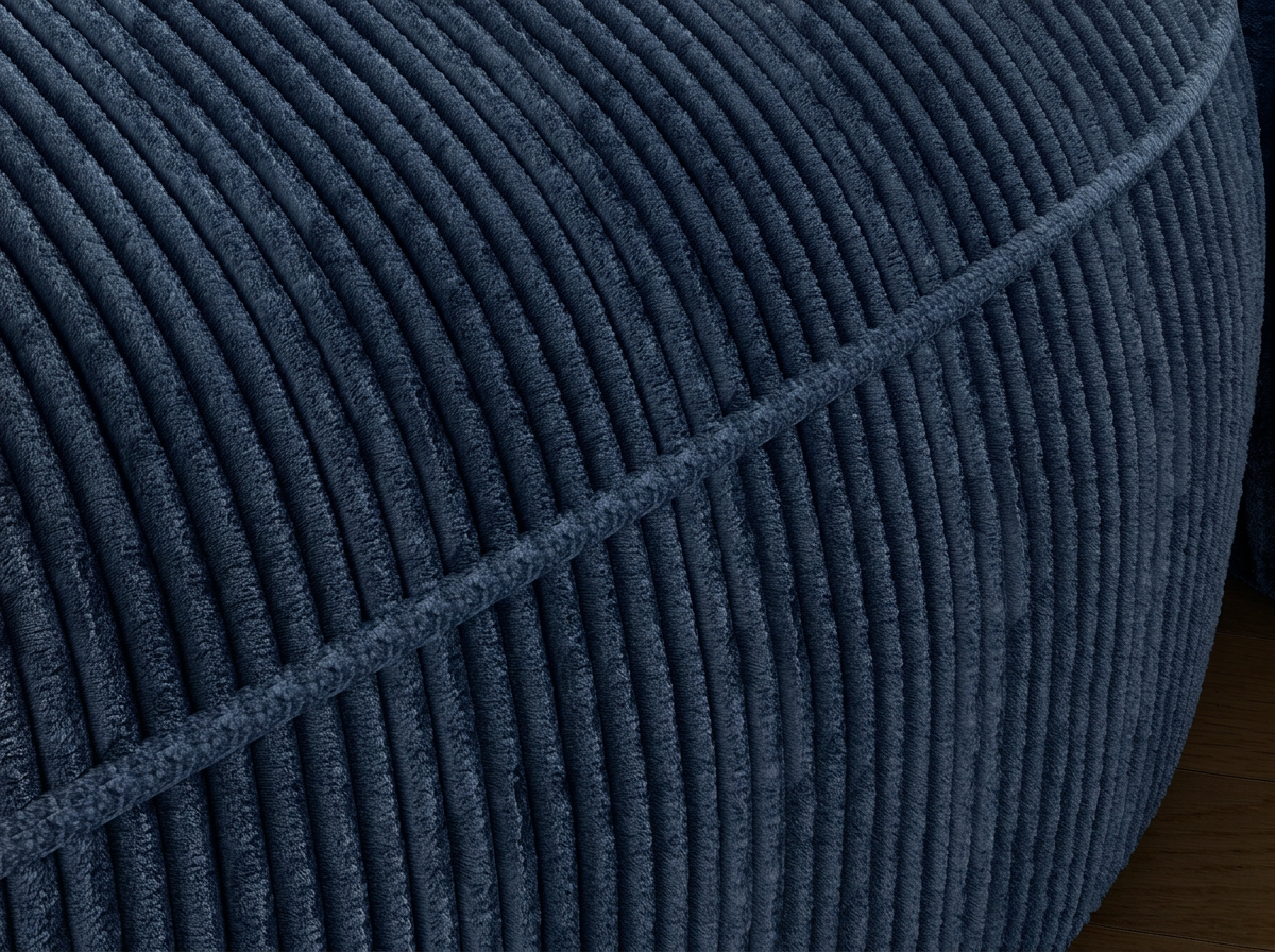 Canapé d'angle convertible design MIRABEAU avec coffre de rangement - Velours côtelé épais bleu - vue 7