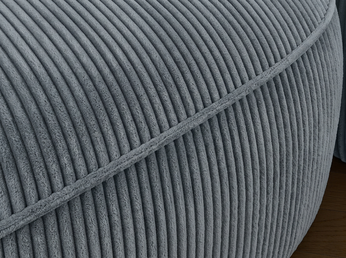 Canapé d'angle convertible design MIRABEAU avec coffre de rangement - Velours côtelé épais gris bleu - vue 7