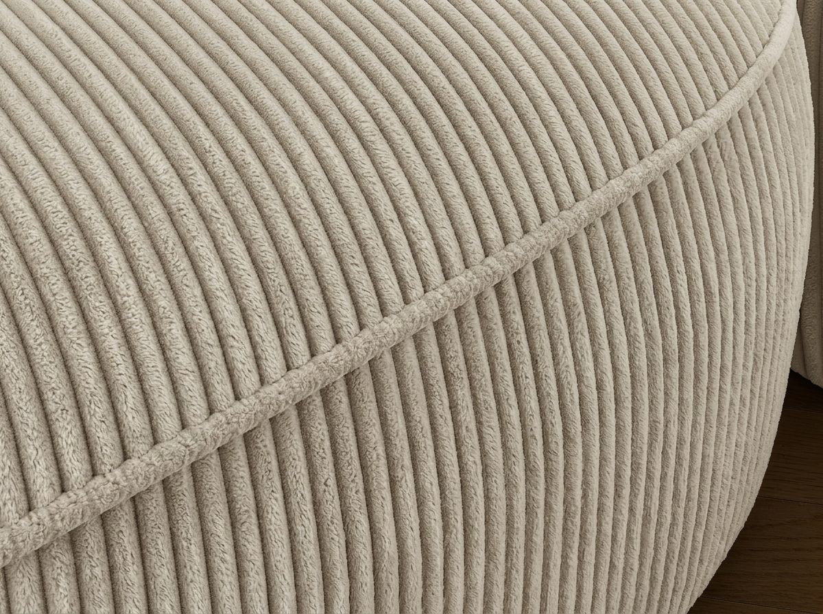 Canapé d'angle convertible design MIRABEAU avec coffre de rangement - Velours côtelé épais sable - vue 7