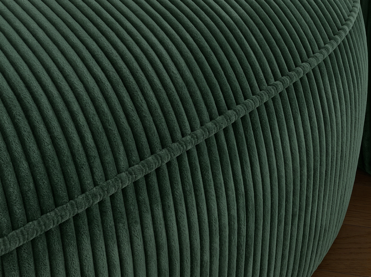 Canapé d'angle convertible design MIRABEAU avec coffre de rangement - Velours côtelé épais vert - vue 7