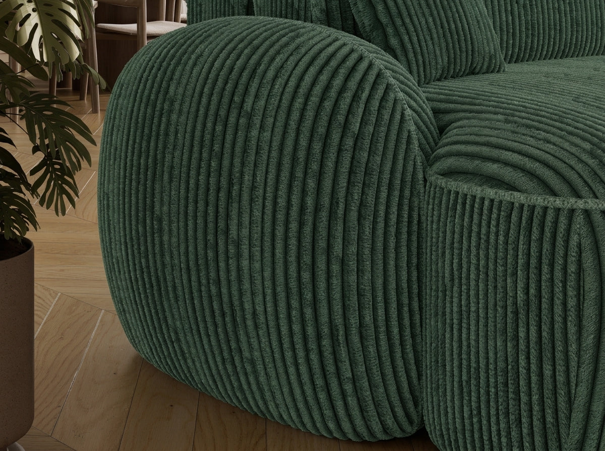Canapé d'angle convertible design MIRABEAU avec coffre de rangement - Velours côtelé épais vert - vue 8