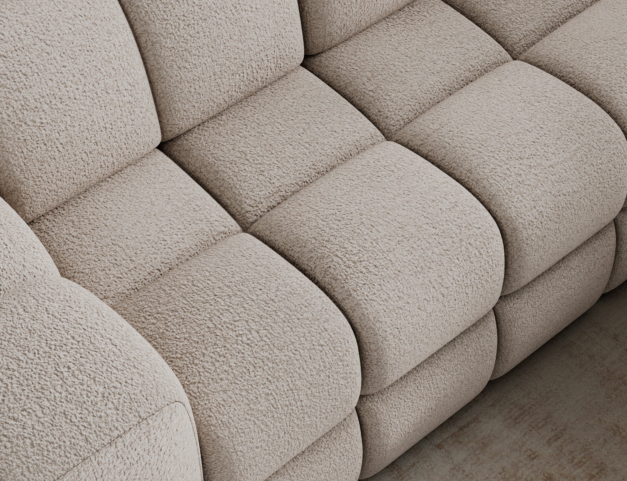 Canapé d'angle convertible design VANEAU avec coffre de rangement - Bouclette chinée beige - vue 11