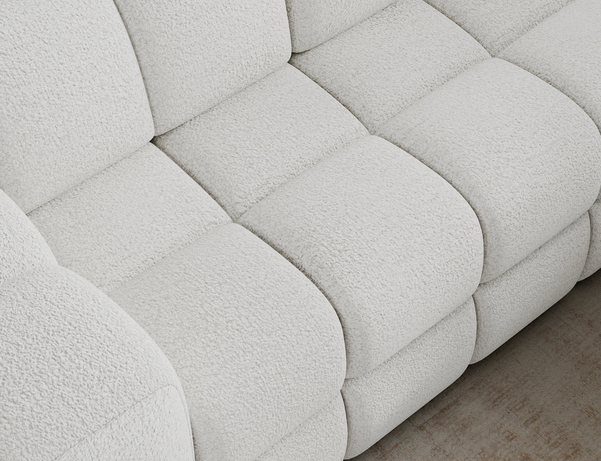 Canapé d'angle convertible design VANEAU avec coffre de rangement - Bouclette chinée crème - vue 11