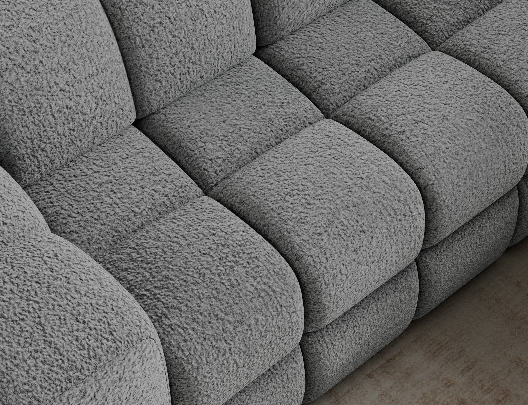Canapé d'angle convertible design VANEAU avec coffre de rangement - Bouclette chinée gris - vue 11