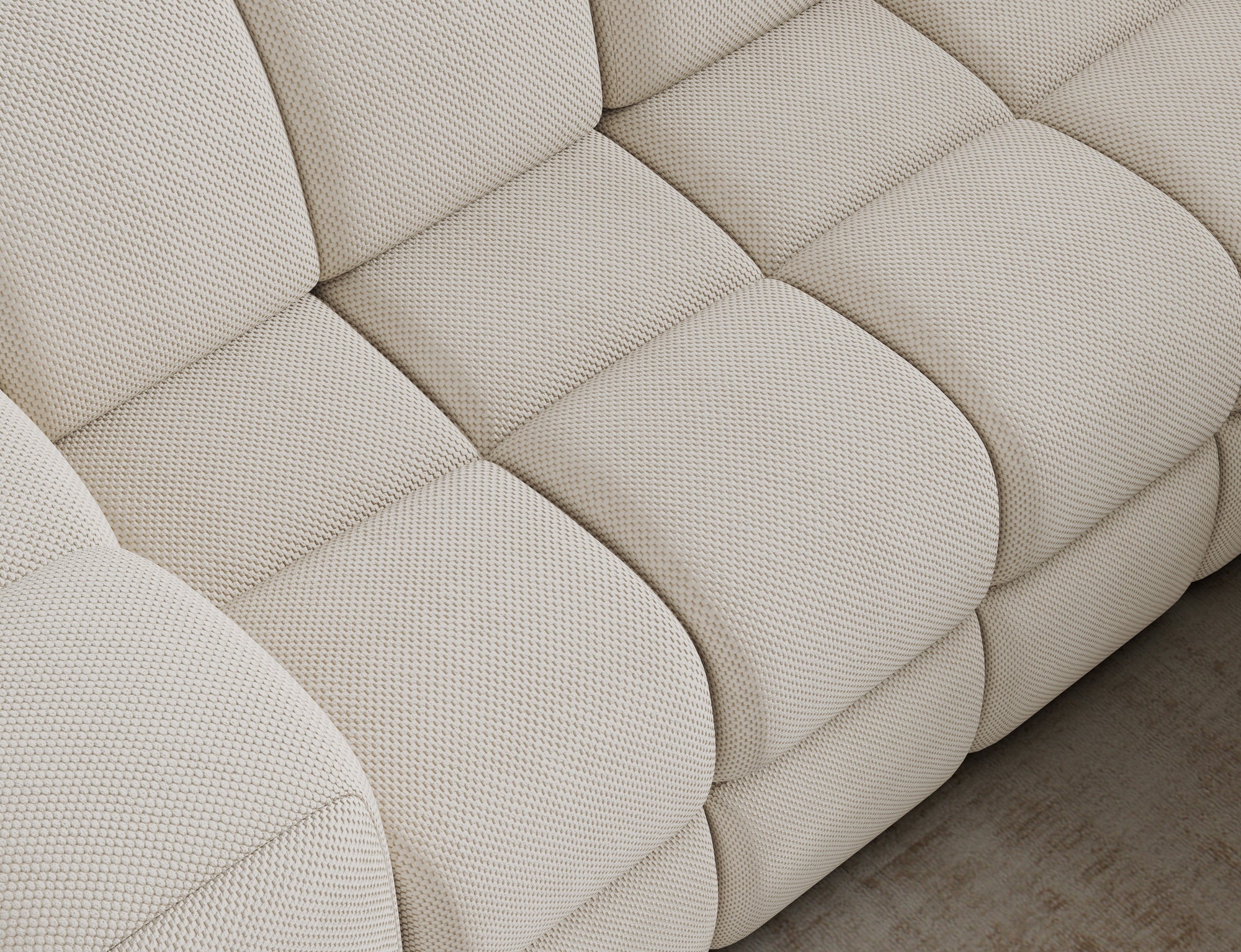 Canapé d'angle convertible design VANEAU avec coffre de rangement - Tissu texturé beige - vue 11