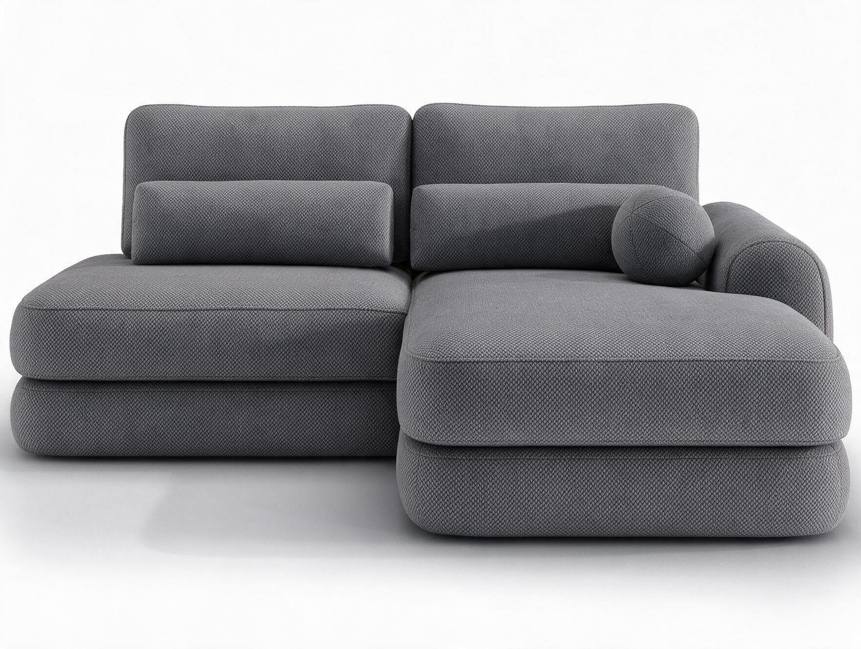 Canapé d'angle convertible design WAGRAM avec coffre de rangement - Tissu texturé gris foncé - vue 1