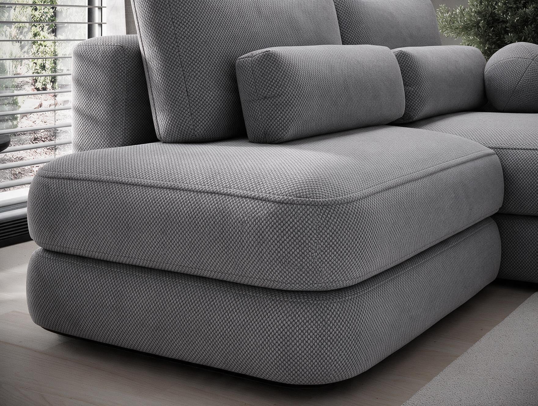 Canapé d'angle convertible design WAGRAM avec coffre de rangement - Tissu texturé gris foncé - vue 13
