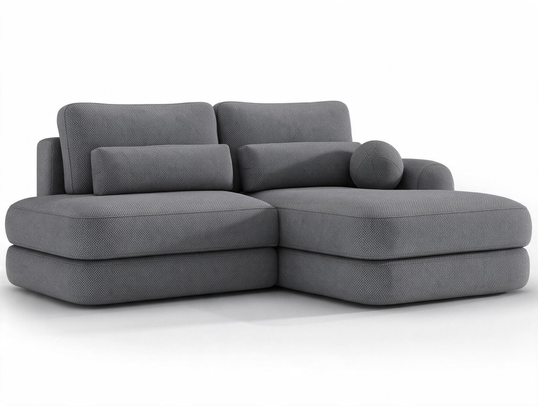 Canapé d'angle convertible design WAGRAM avec coffre de rangement - Tissu texturé gris foncé - vue 5