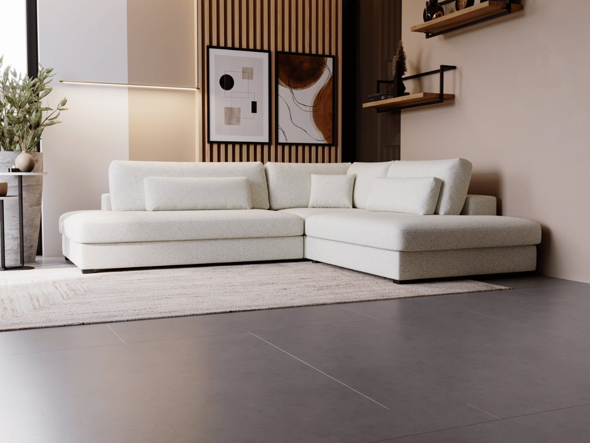 Canapé d'angle velours côtelé grand épaisseur VENDOME