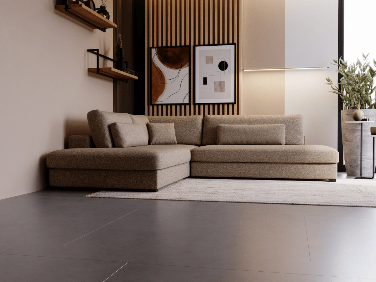 Canapé d'angle velours côtelé grand épaisseur VENDOME