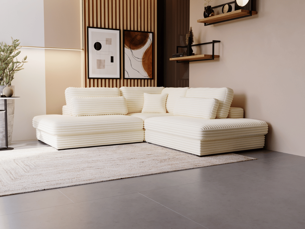 Canapé d'angle velours côtelé grand épaisseur VENDOME