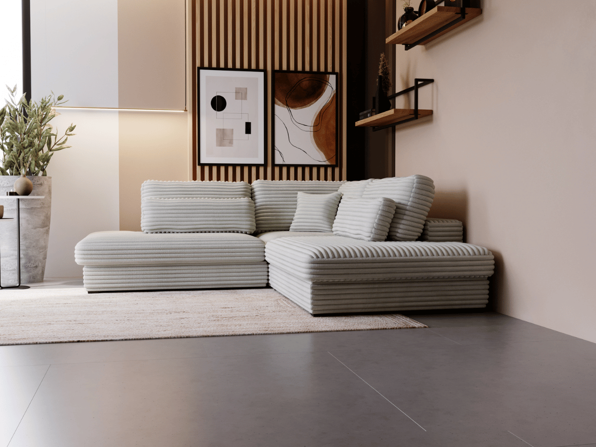 Canapé d'angle velours côtelé grand épaisseur VENDOME