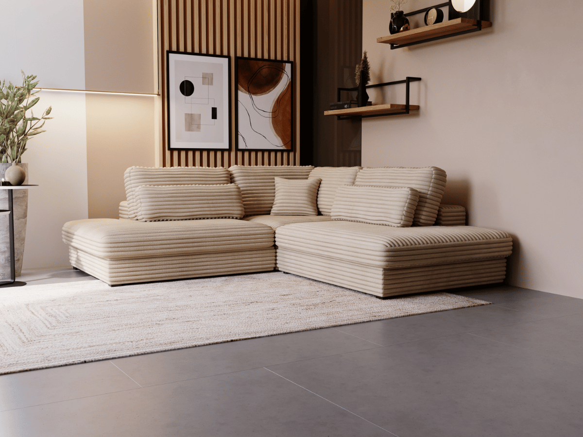 Canapé d'angle velours côtelé grand épaisseur VENDOME