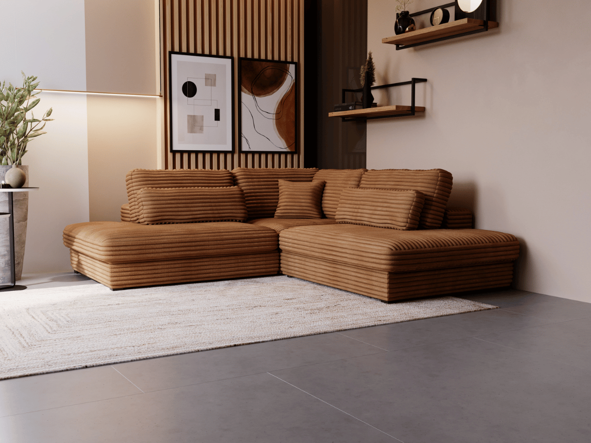 Canapé d'angle velours côtelé grand épaisseur VENDOME