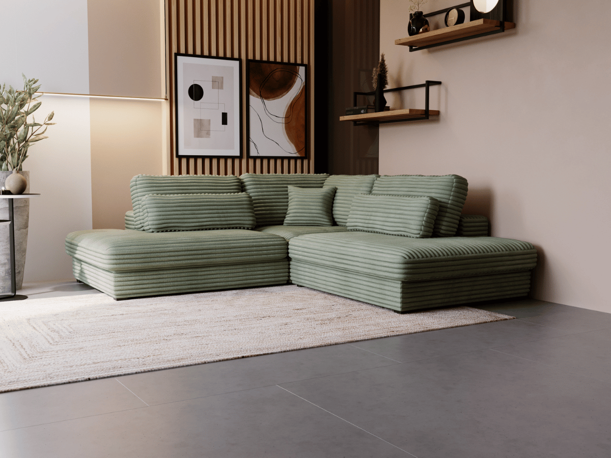 Canapé d'angle velours côtelé grand épaisseur VENDOME