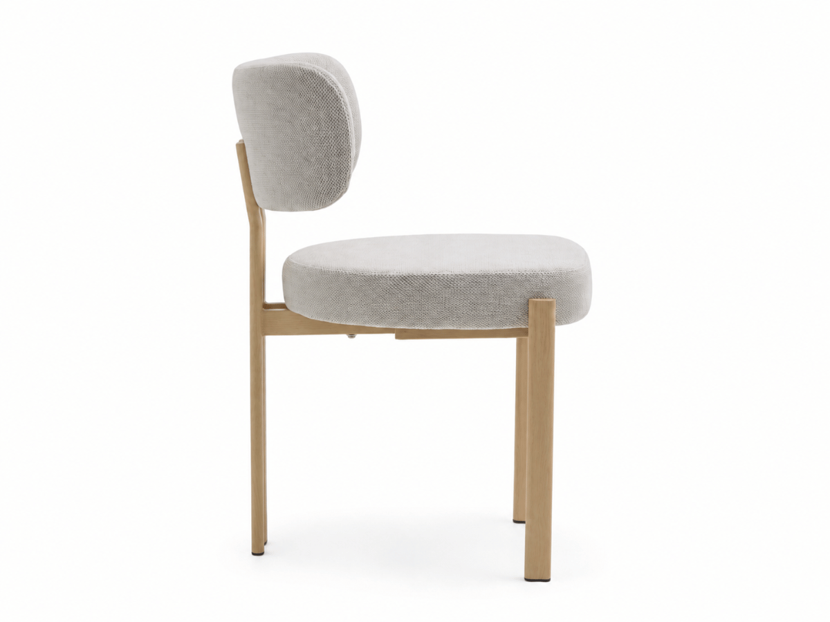 Chaise Passy en tissu texturé avec pieds effet bois – Lot de 2
