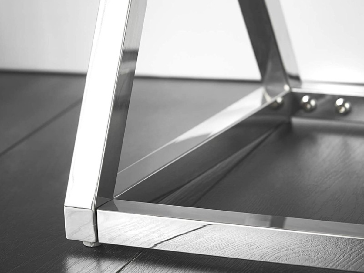 Coiffeuse LUXOR – Verre Miroir 3D & Pieds Chromés