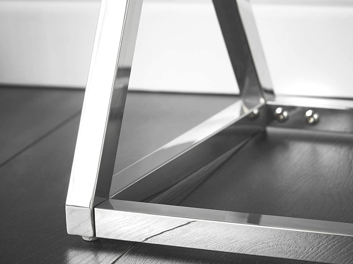 Coiffeuse LUXOR – Verre Miroir 3D & Pieds Chromés