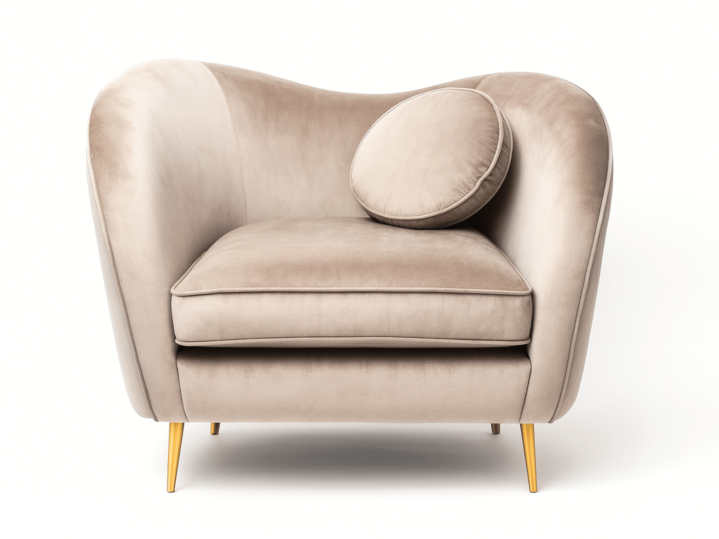 Fauteuil ICONIC – Velours vert ou taupe, pieds dorés