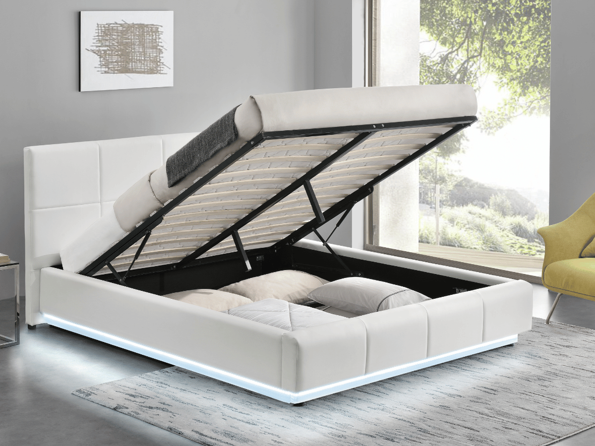 Cama LUMEA - Somier luminoso con caja de almacenaje