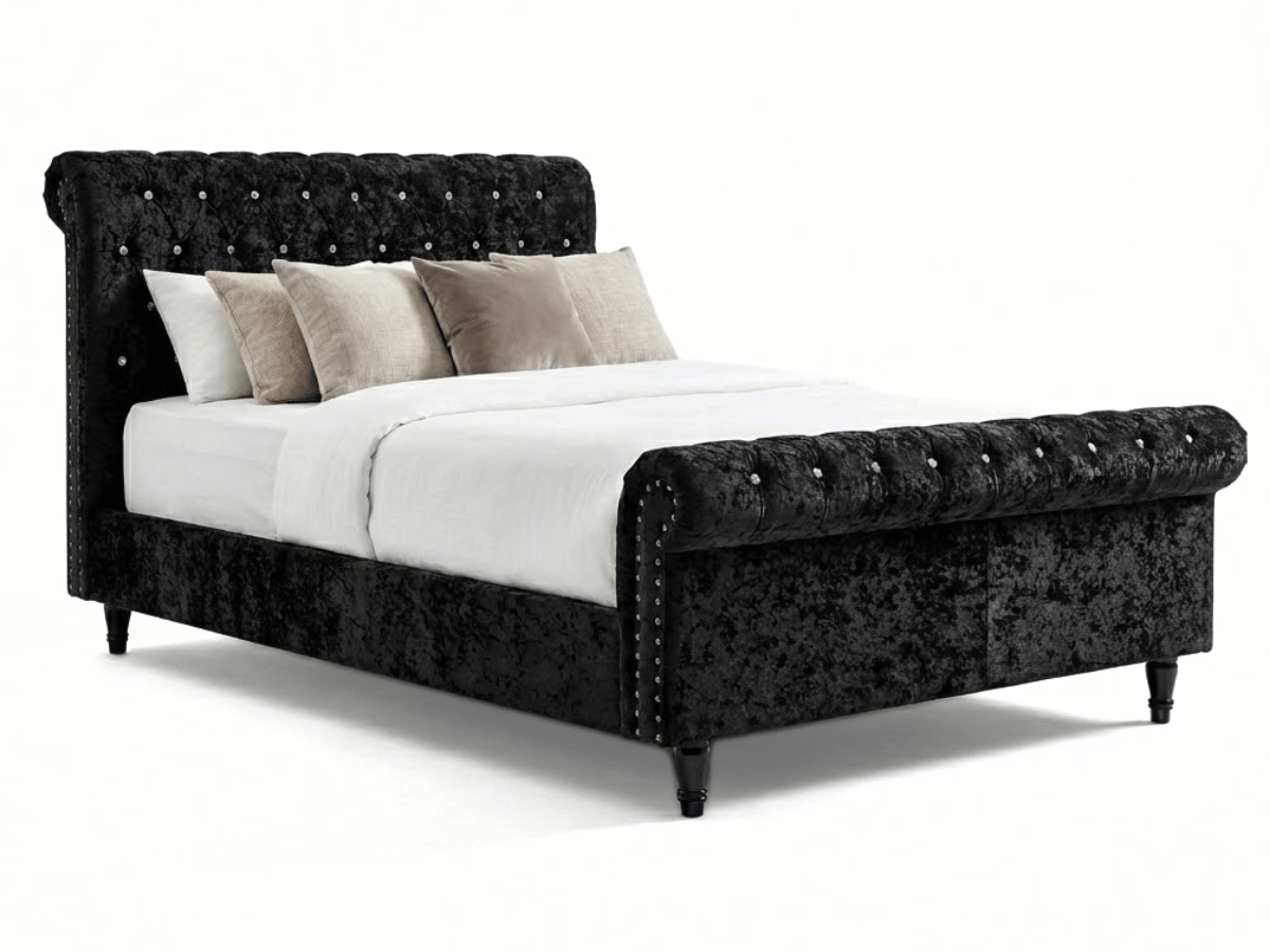 Cama Lisa – Cama tapizada con somier de láminas incluido