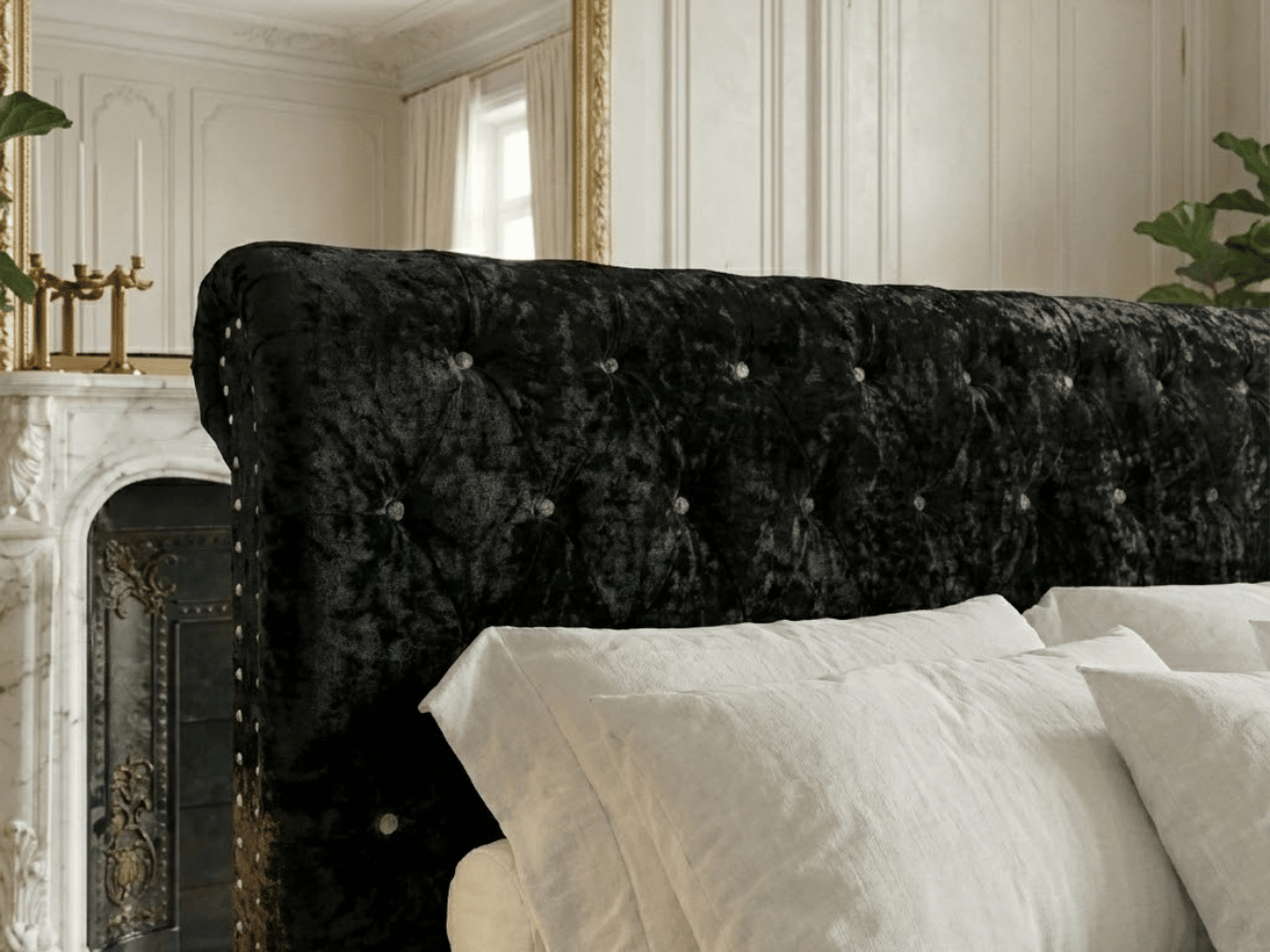 Cama Lisa – Cama tapizada con somier de láminas incluido