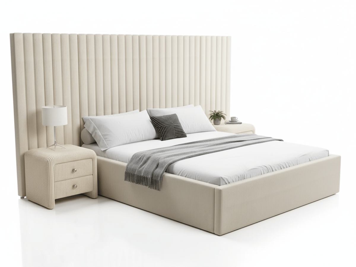 Lit coffre grande tête de lit XXL - EMILIE
