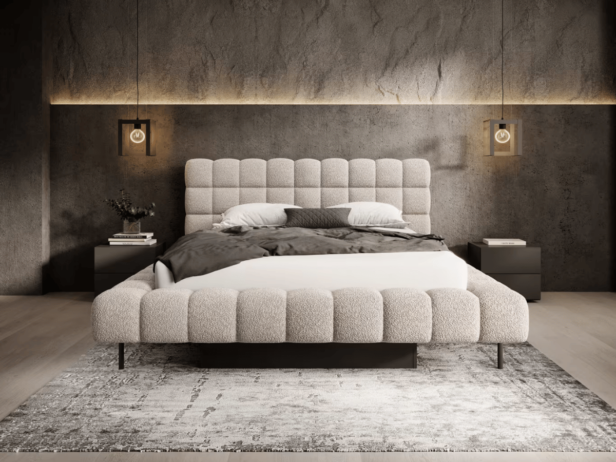 Lit coffre rembourré design - NALA