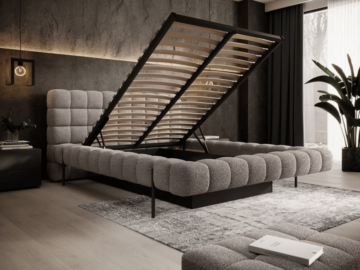 Lit coffre rembourré design - NALA