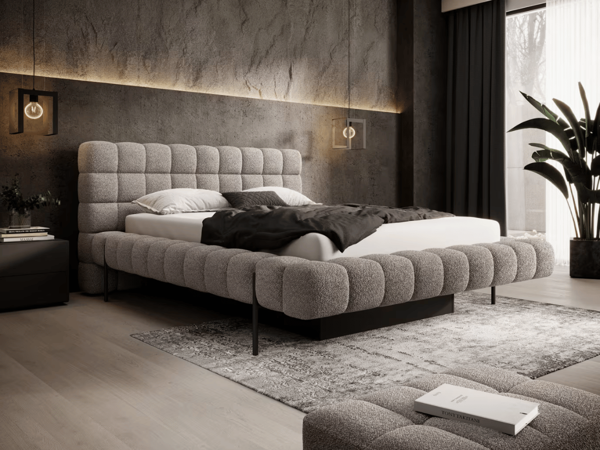 Lit coffre rembourré design - NALA