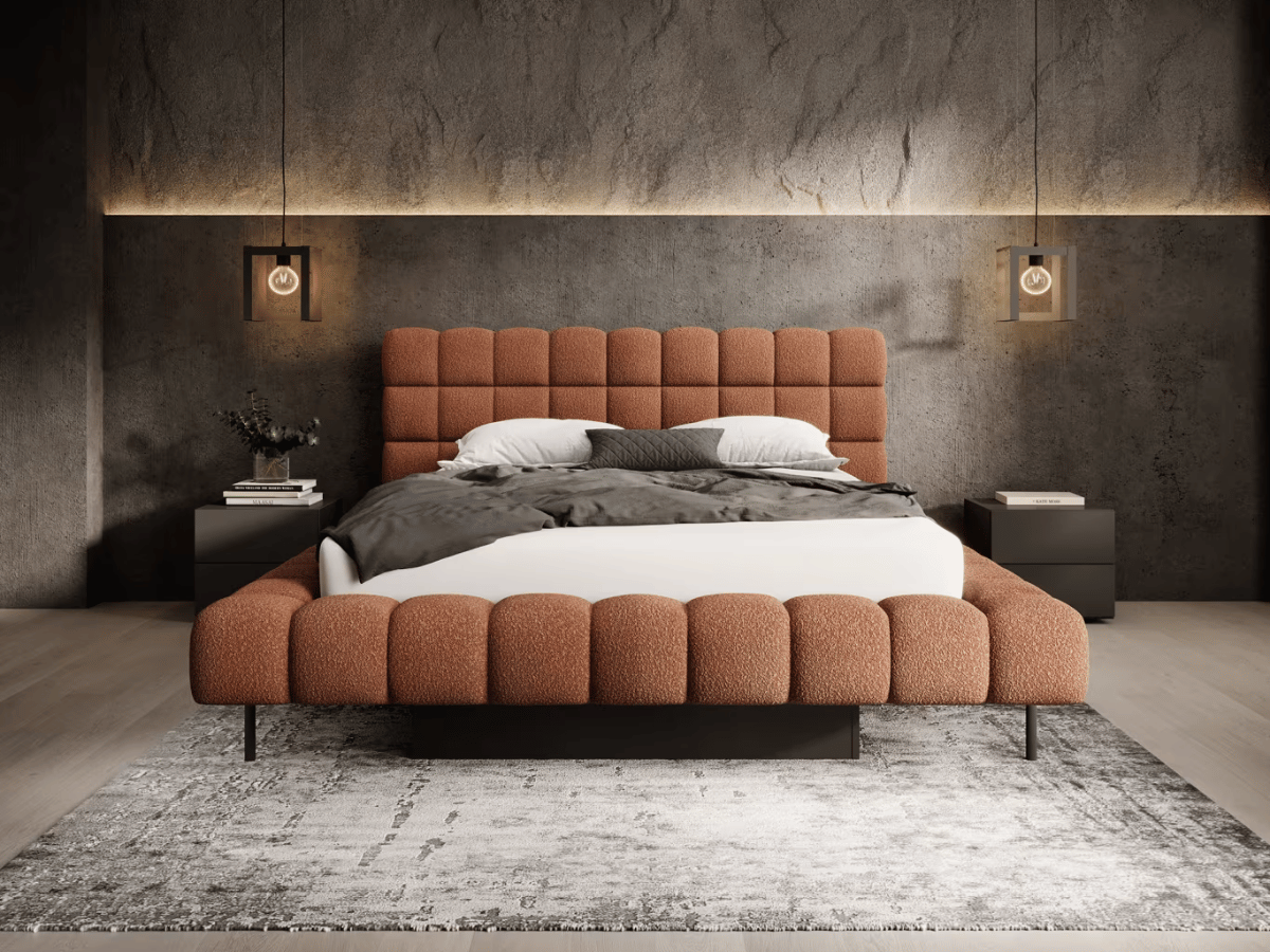 Lit coffre rembourré design - NALA