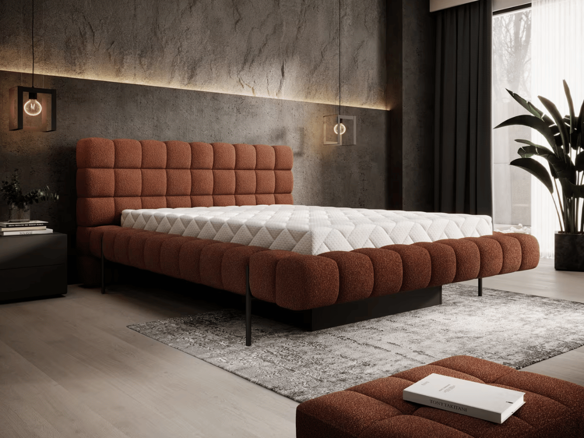 Lit coffre rembourré design - NALA