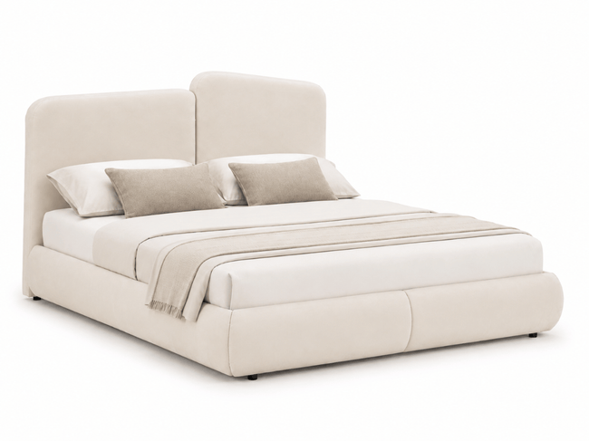 Lit coffre Romane – Tête de lit moderne asymétrique et grand rangement