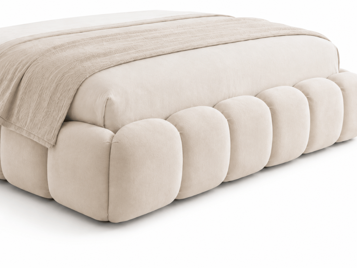 Lit coffre Romy – Design arrondi, tête de lit capitonnée & grand rangement