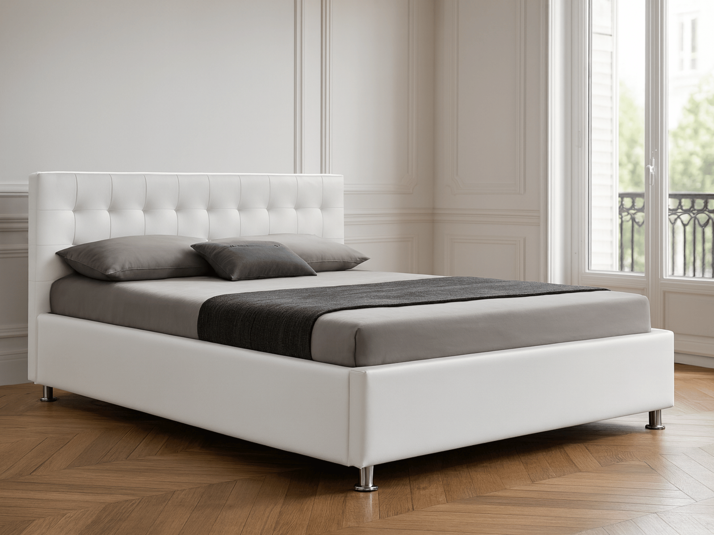 Cama box VALERIE - camas completas con somier, contornos y cabecero tapizado