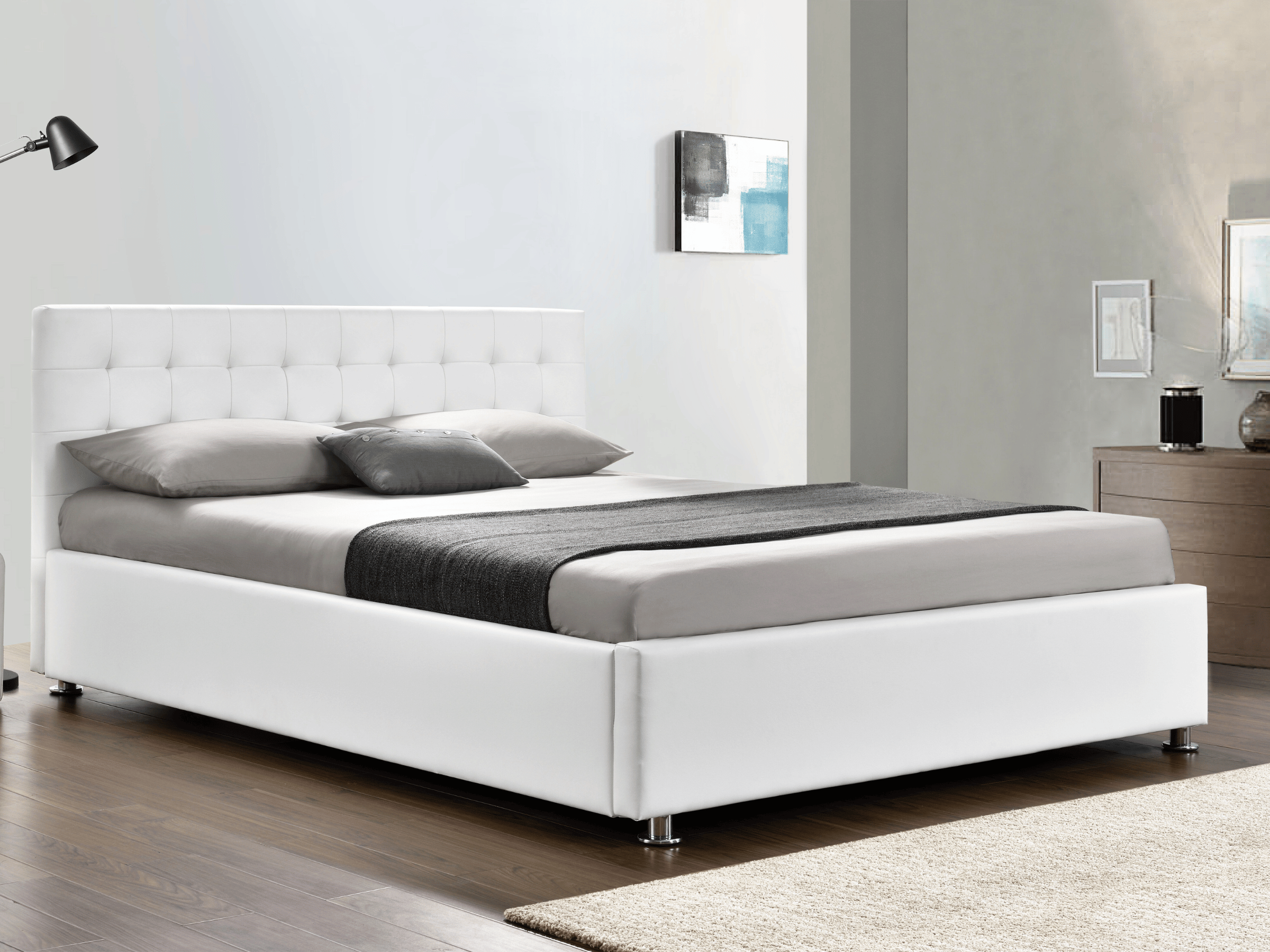 Cama box VALERIE - camas completas con somier, contornos y cabecero tapizado