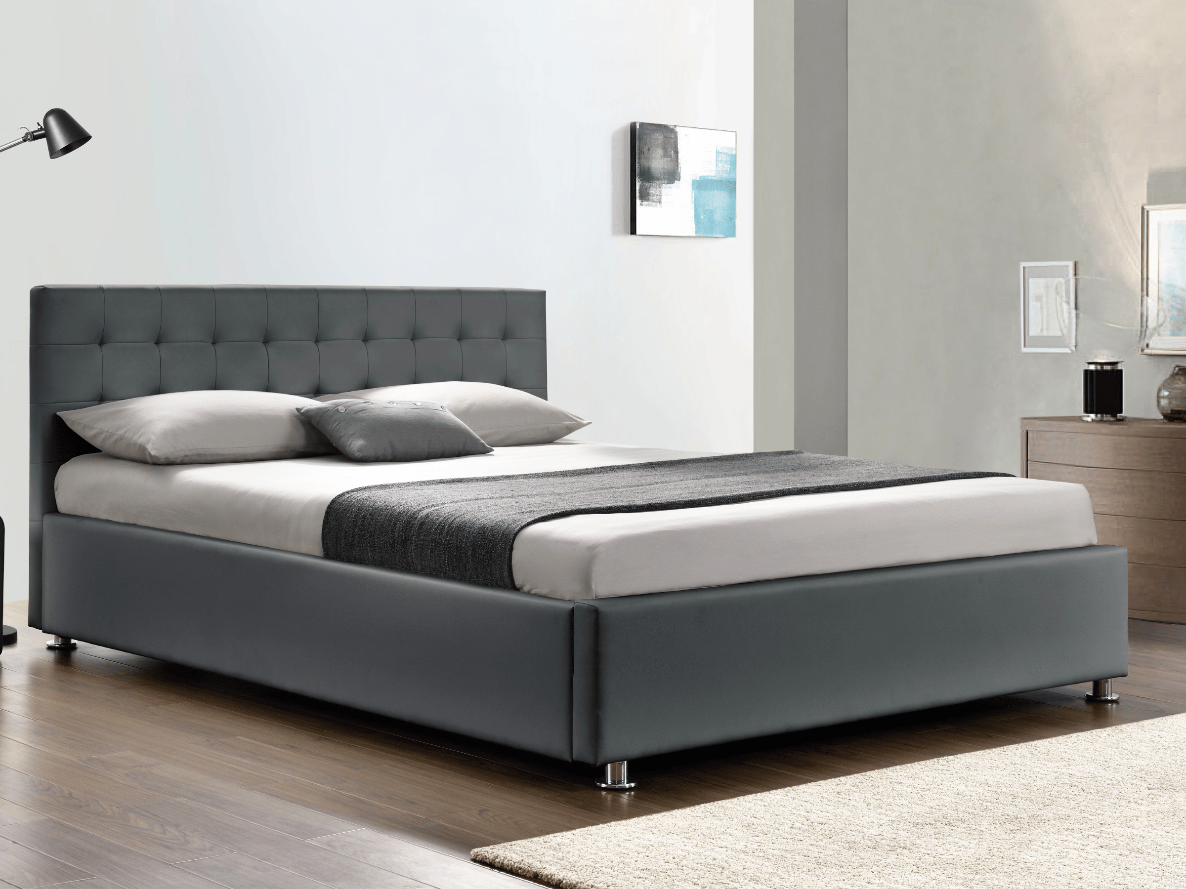 Cama box VALERIE - camas completas con somier, contornos y cabecero tapizado