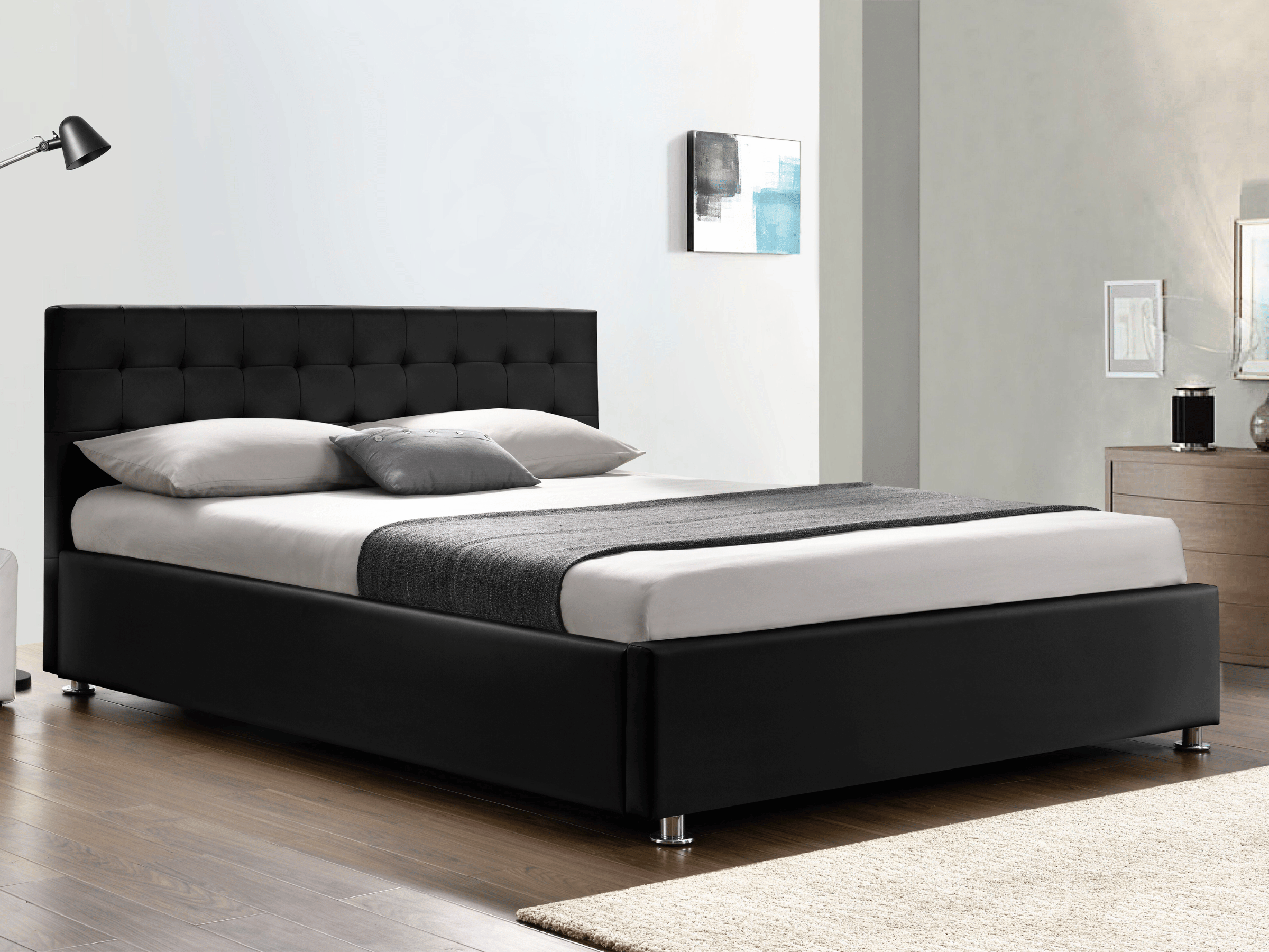 Cama box VALERIE - camas completas con somier, contornos y cabecero tapizado