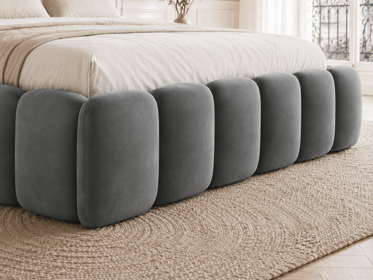 Lit coffre design avec tête de lit matelassée - JADE