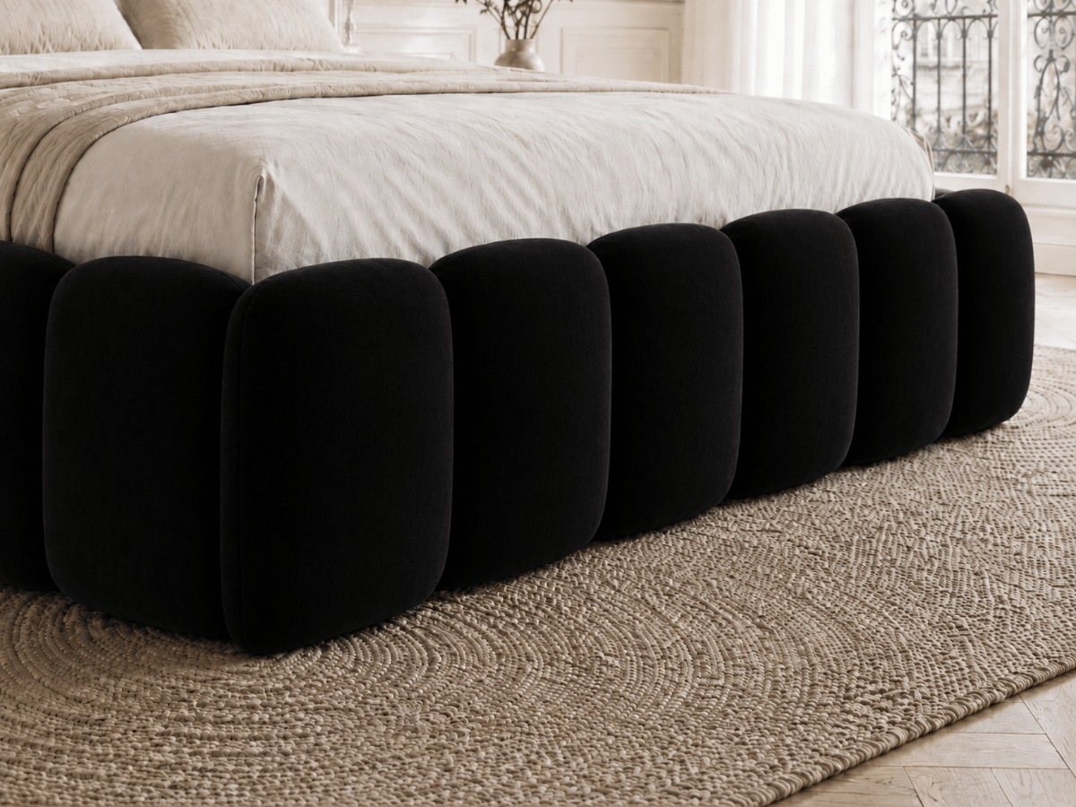 Lit coffre design avec tête de lit matelassée - JADE