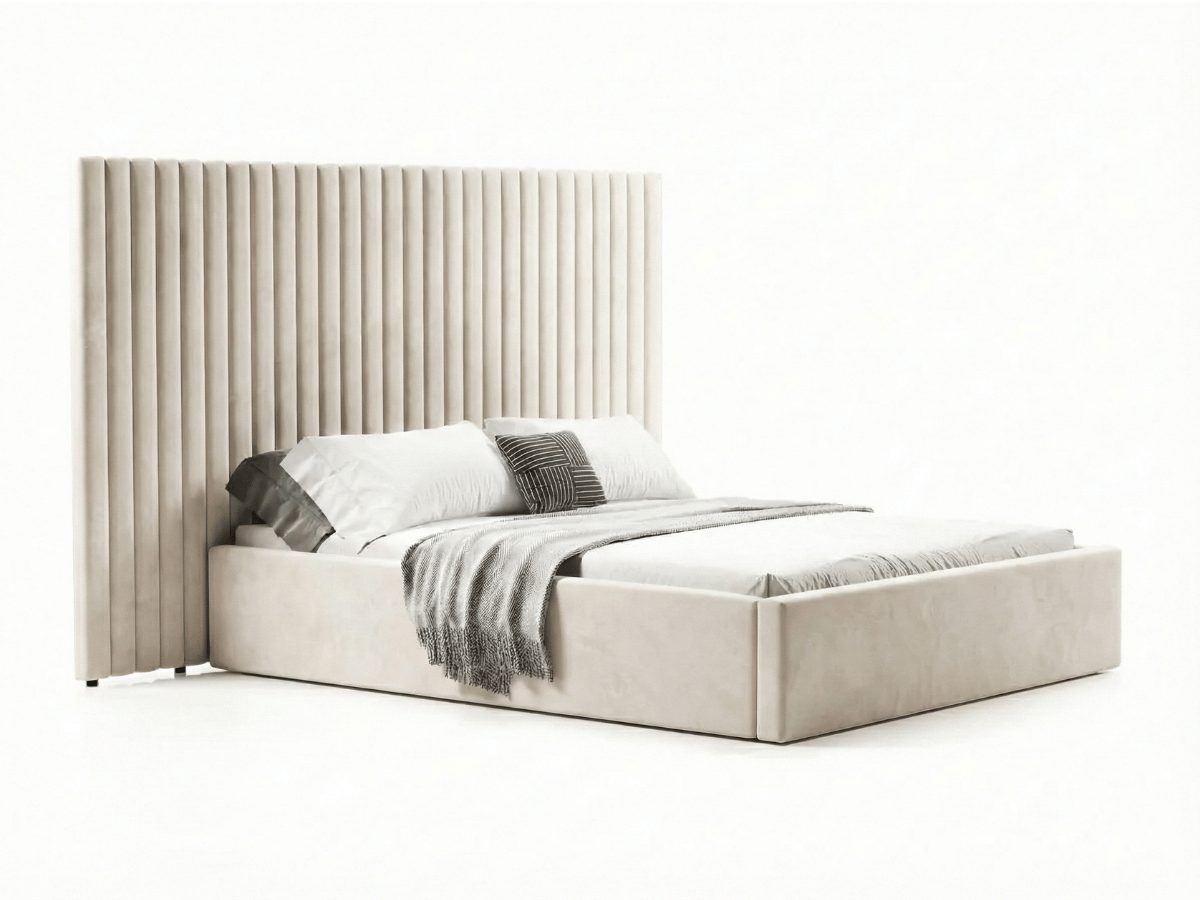 Lit coffre grande tête de lit XXL - EMILIE