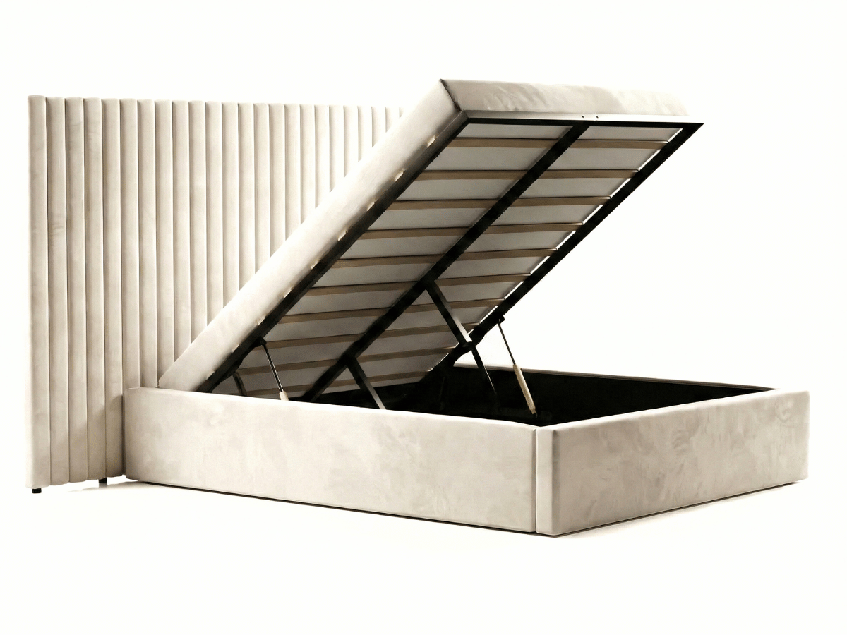 Lit coffre grande tête de lit XXL - EMILIE