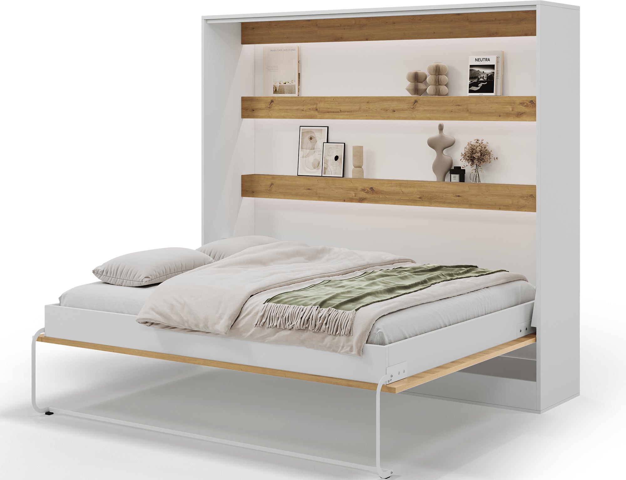 Lit escamotable NEO – armoire lit murale verticale avec rangements